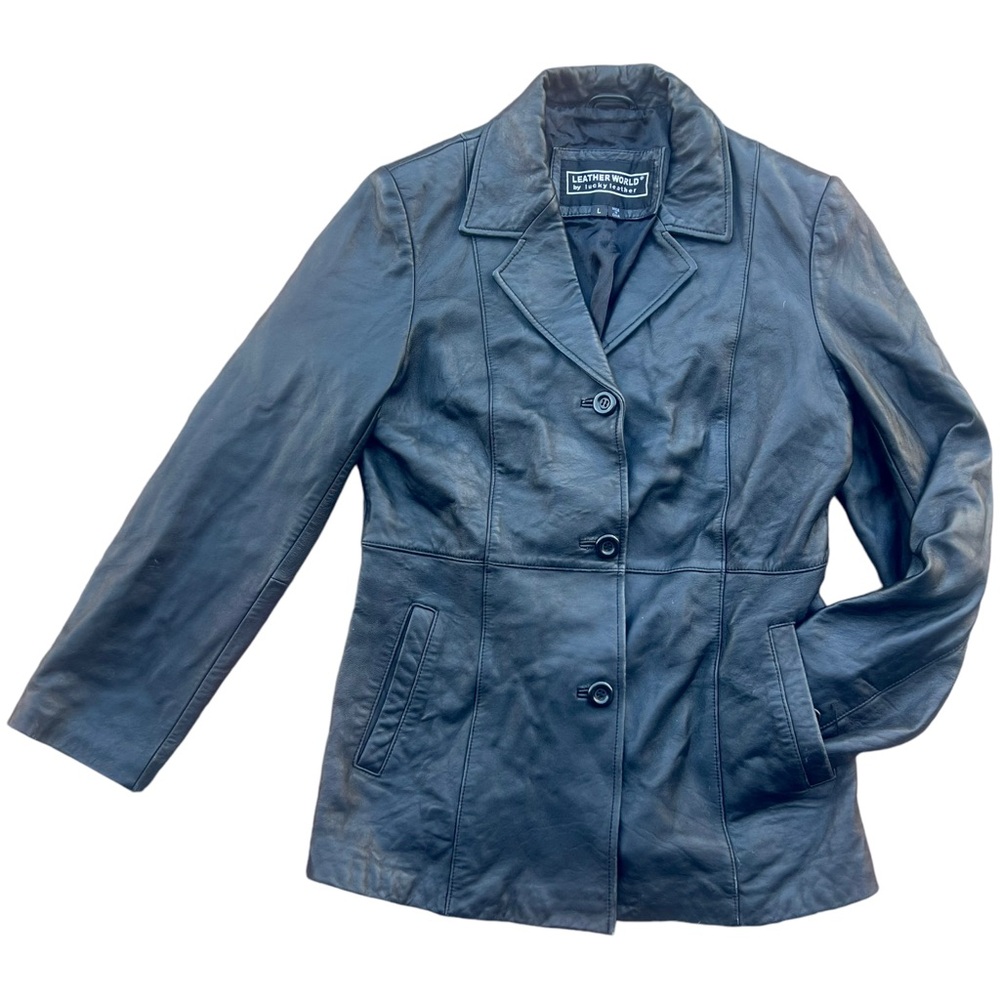 Vintage 90s / Y2K Genuine Leather Blazer Jacket